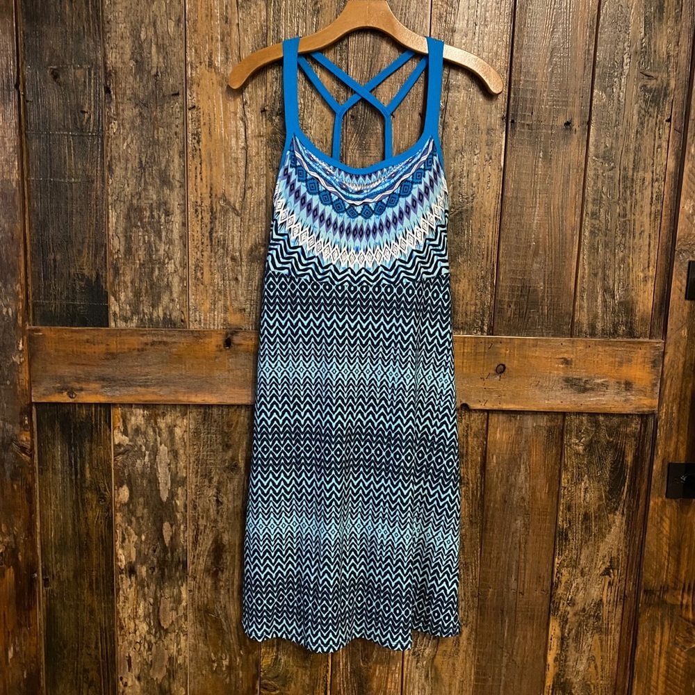 Prana Cora Strappy Dress Blue S EUC